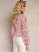 Amelie - Women's Lace Sleeve Knit Top